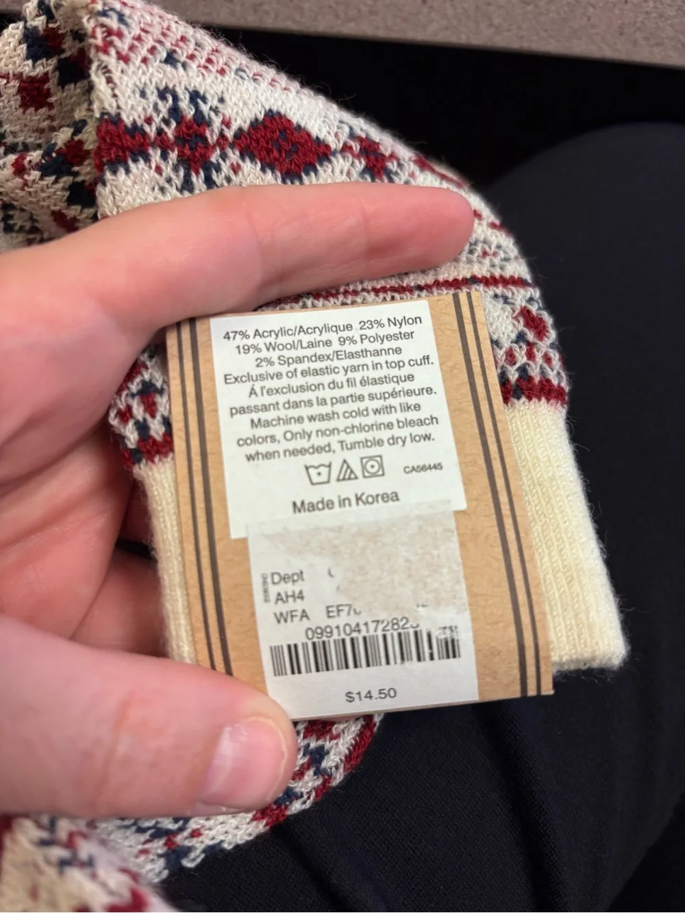 NWT J. Crew Cream & Burgundy Fair Isle Socks
